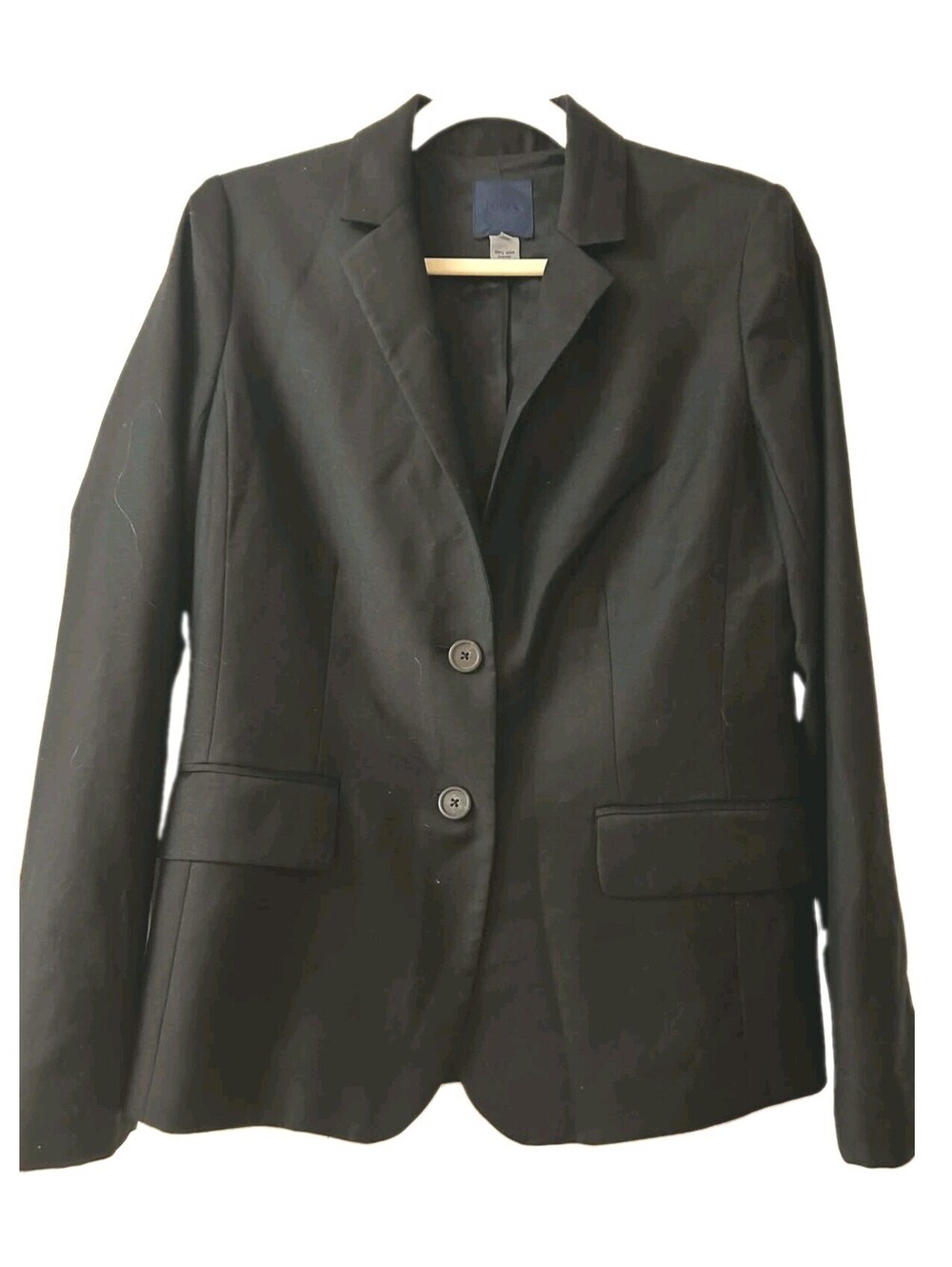 J.Crew Women's Size 8 All Wool Black Blazer Jacket 2 Button Suit Career Classic